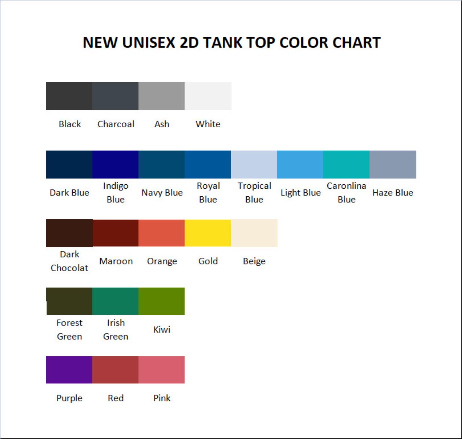 tank top color chart - Phineas and Ferb Shop