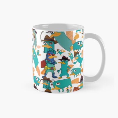 Perry The Platypus Phineas And Ferb Collage Pattern Design White Background Mug