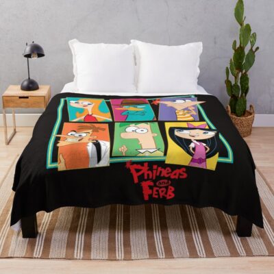 Disney Phineas And Ferb Character Collage Throw Blanket