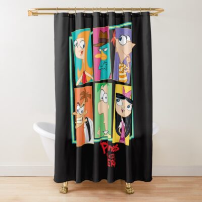 Disney Phineas And Ferb Character Collage Shower Curtain