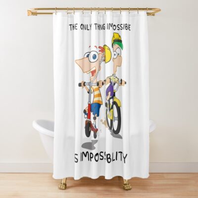 Phineas Friends Art Ferb The Only Thing Impossible Is Impossibility Shower Curtain
