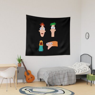 Women Men Front Facing Phineas And Ferb Gift For Movie Fans Tapestry
