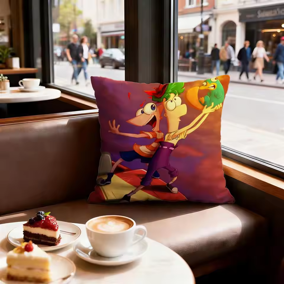 Phineas And Ferb Retro Artwork Throw Pillow