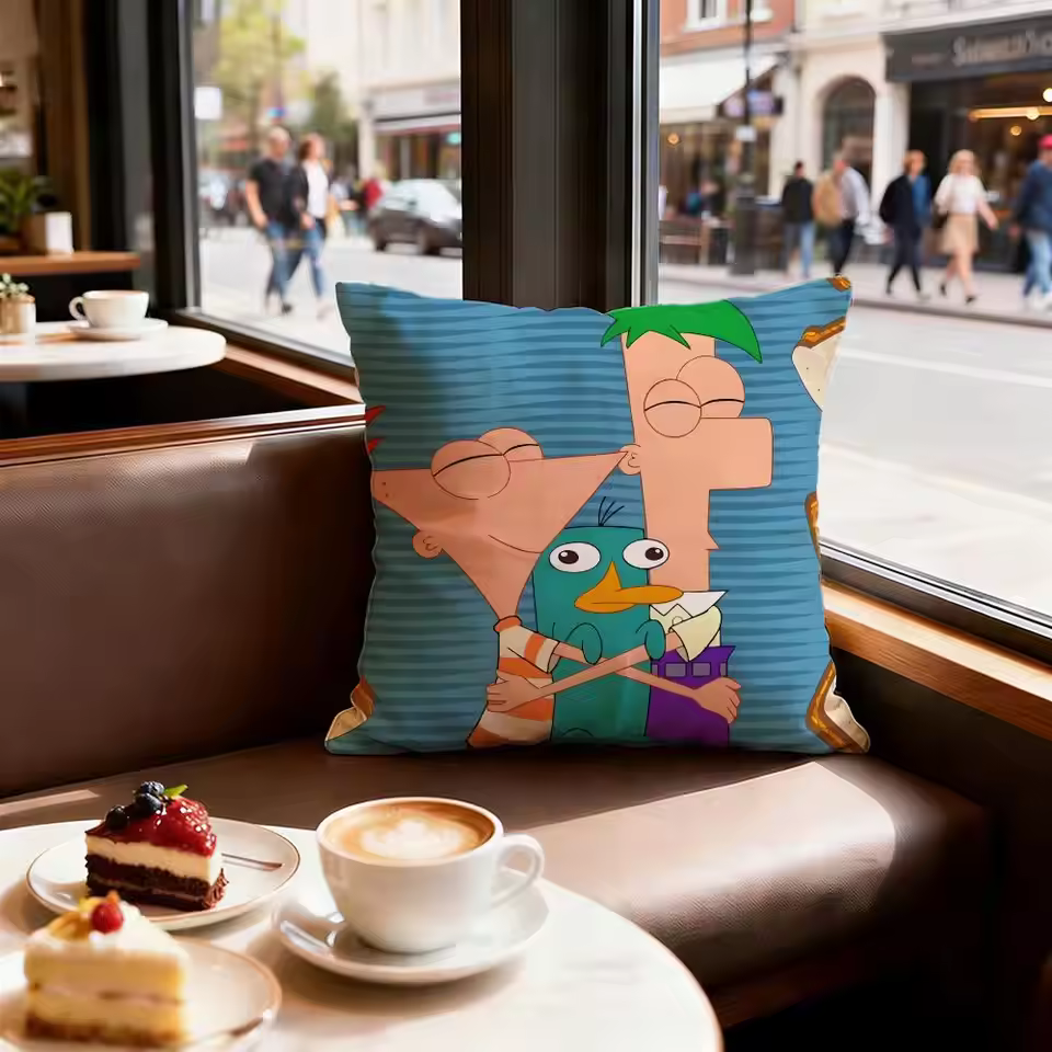Phineas And Ferb Retro Graphic Throw Pillow